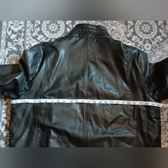 Levis Mens Faux Leather Aviator Jacket XL Black Sherpa Lined Moto Trucker Biker - Picture 13 of 14